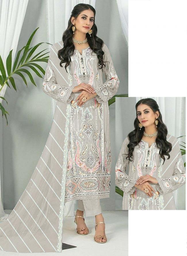 Faux Georgette White Festival Wear Embroidery Work Pakistani Suit